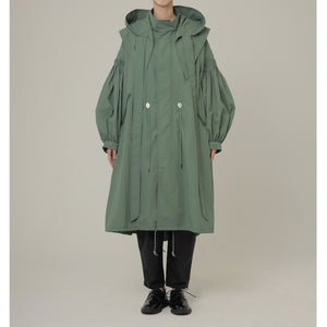 !Pre-Order!  2Way Pin tuck Nylon Long Mods coat  4Color