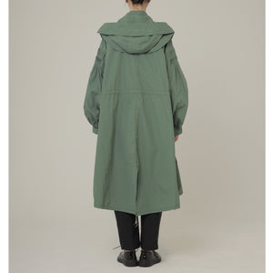 !Pre-Order!  2Way Pin tuck Nylon Long Mods coat  4Color