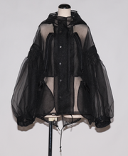 画像をギャラリービューアに読み込む, See-through Pin tuck Nylon Short Mods coat
