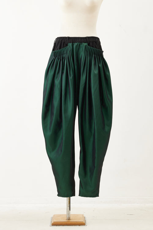 Silk chambray tuck pants Green