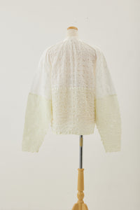 Shirring lace cardigan White