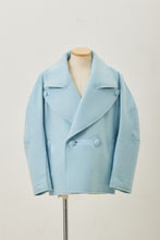 画像をギャラリービューアに読み込む, Wool Big collar Coat Sky Blue
