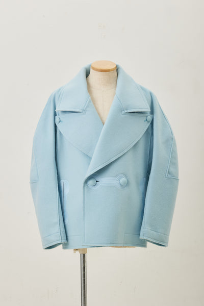 Wool Big collar Coat Sky Blue