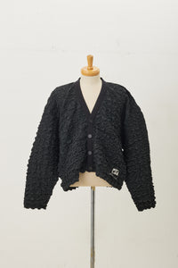 Shirring Cardigan Black